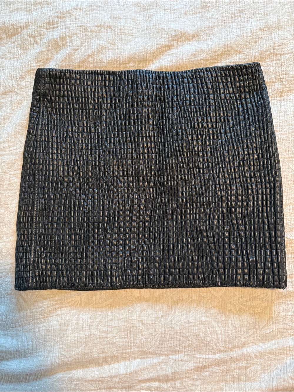 Massimo Dutti Black Textured Leather Mini Skirt - Size M